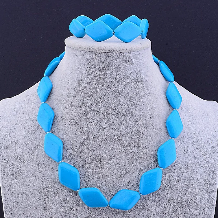 🏷️️ Намисто + Браслет Бірюза 50 см ss_78162