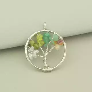 Кулон дерево Самоцвіти 28x28мм.