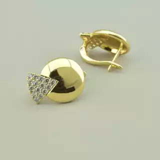 Сережки з англійським замком Xuping Фіаніт (позолота 18к лимонна)