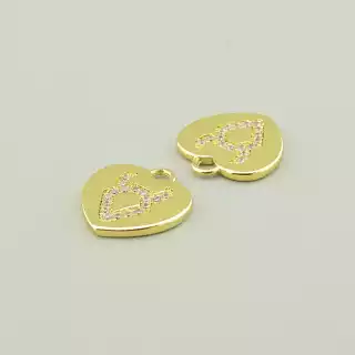 Кулон тілець серце Фіаніт 14х13 (позолота 18к (лимонна))