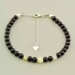 Браслет на карабіні Турмалін, Опал 17 см срібло (925)