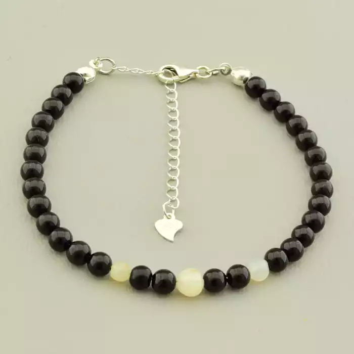 🏷️️ Браслет на карабіні Турмалін, Опал 17 см срібло (925) ss_105755