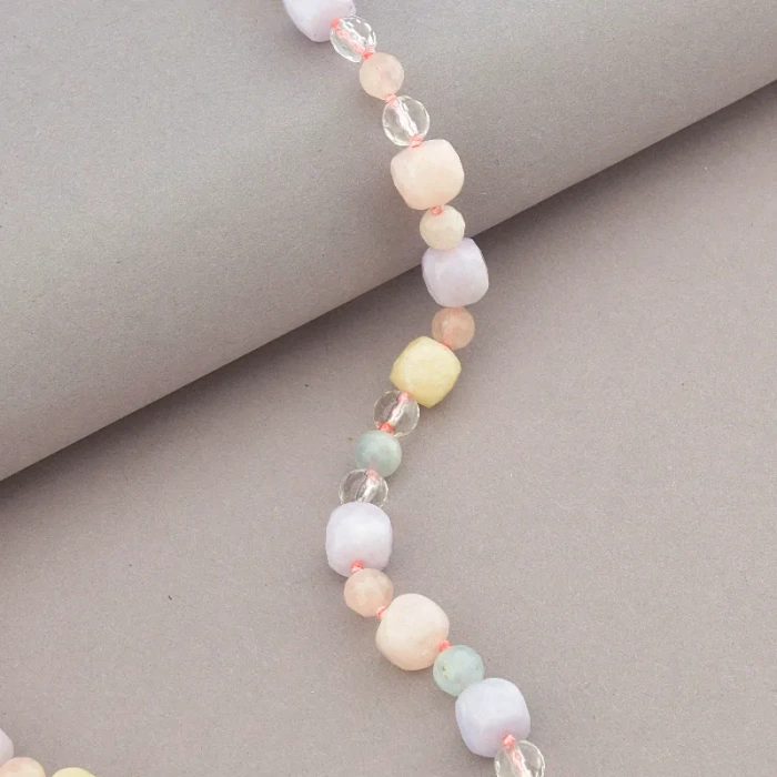 🏷️️ Намисто Морганит, Гірський кришталь 52 см. (срібло 925 проба) ss_91073