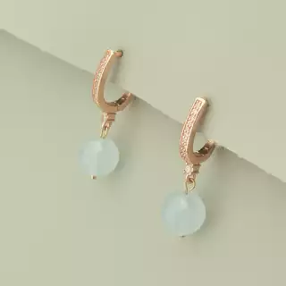 Сережки з англійським замком Морганіт (позолота 18к (рожева))