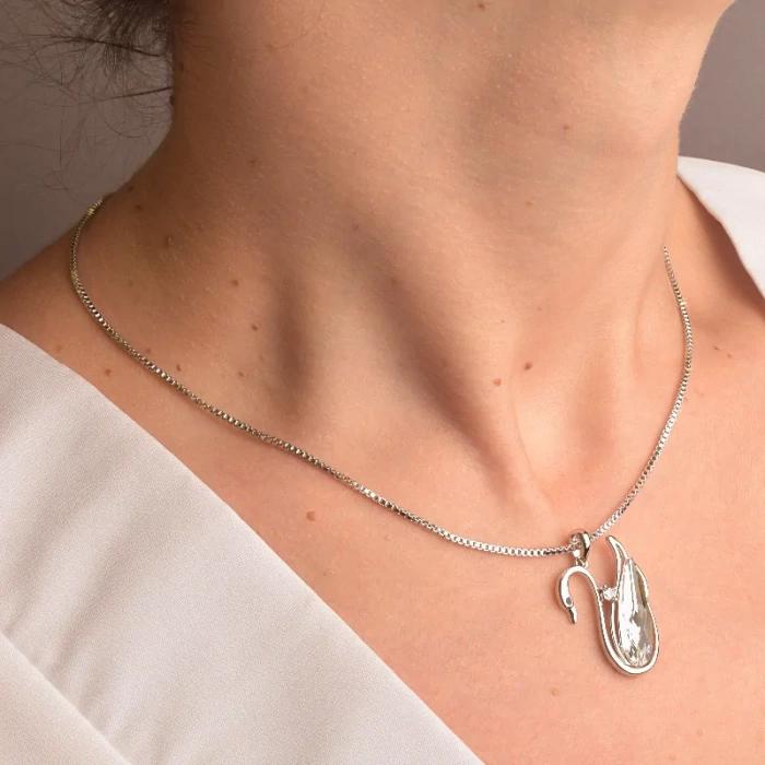 🏷️️ Підвіска лебідь Xuping Swarovski 40 см (родій) ss_72079