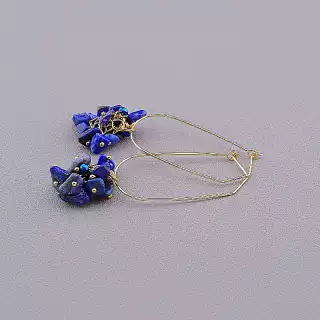 Сережки з французьким замком Stainless Steel Лазурит, Чеський кришталь