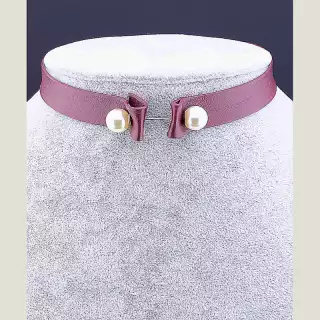 Чокер бордовий FJ екошкіра (застібка карабін)