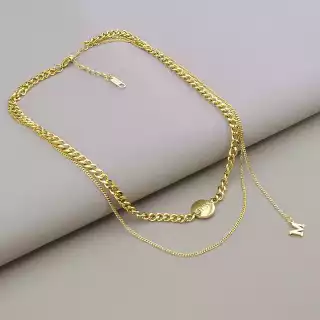 Ланцюг панцирне плетіння Xuping 36 см (позолота 18к лимонна, застібка карабін)