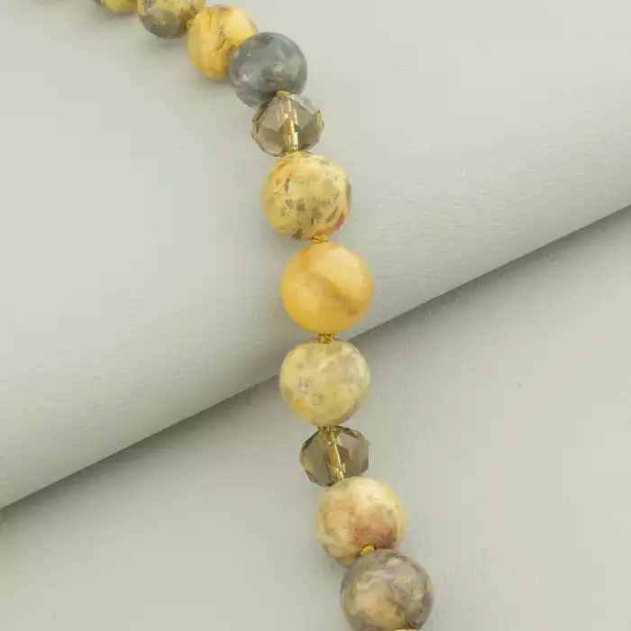 🏷️️ Намисто Яшма, Чеський кришталь 47 см. ss_94546