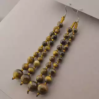 Сережки масивні петля Тигрове око