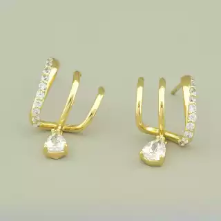 Сережки пусети модні Xuping Фіаніт (позолота 18к лимонна)