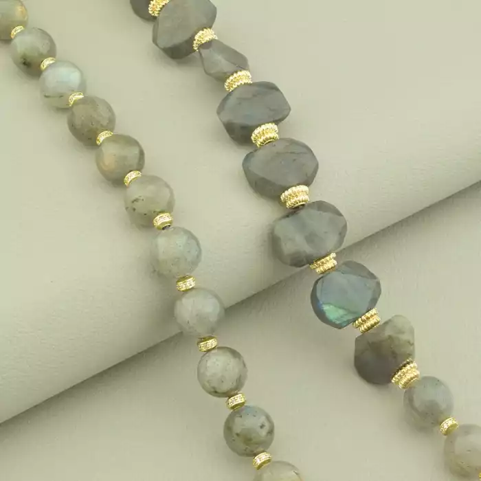 🏷️️ Намисто з лабрадором (золота позолота 18к, 41 см) ss_104638