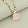 🏷️️ Підвіска Рожевий кварц (48 см, карабін, срібний, рожевий) F-104938