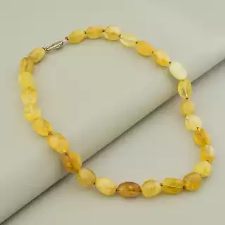 Намисто цитрін (43 см, карабін, сталь, жовтий, срібний)