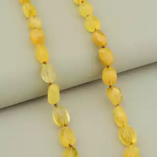 Намисто цитрін (43 см, карабін, сталь, жовтий, срібний)