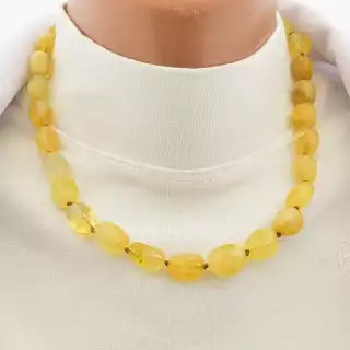 Намисто цитрін (43 см, карабін, сталь, жовтий, срібний)