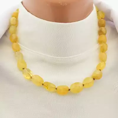 🏷️️ Намисто цитрін (43 см, карабін, сталь, жовтий, срібний) F-105141