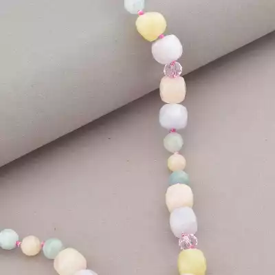 🏷️️ Намисто Морганит, Чеський кришталь 50 см. (срібло 925 проба) F-91074