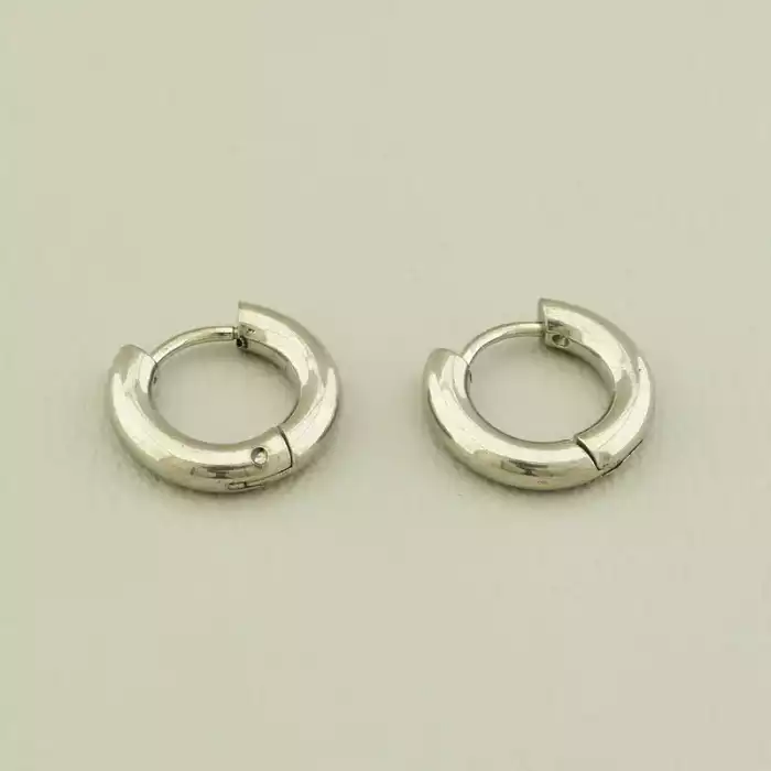 🏷️️ Сережки хупи 14х14мм. (родій) застібка кільце F-106061