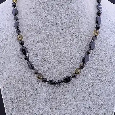 🏷️️ Намисто Агат, Раухтопаз 52 см F-82757