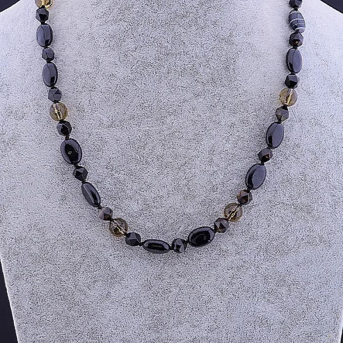 🏷️️ Намисто Агат, Раухтопаз 52 см ss_82757