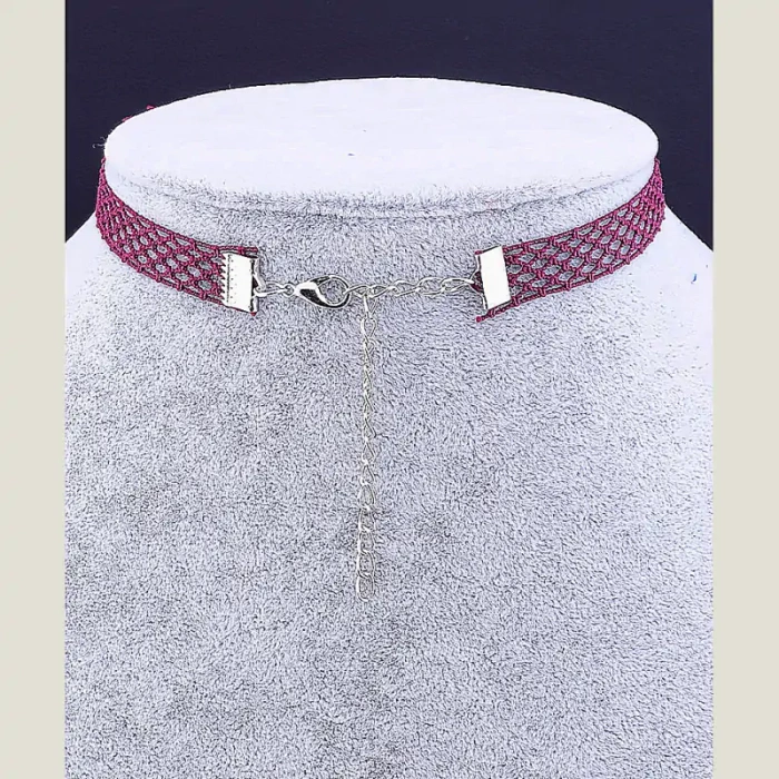🏷️️ Чокер бордовий FJ тканина 30 см (застібка карабін) ss_35588