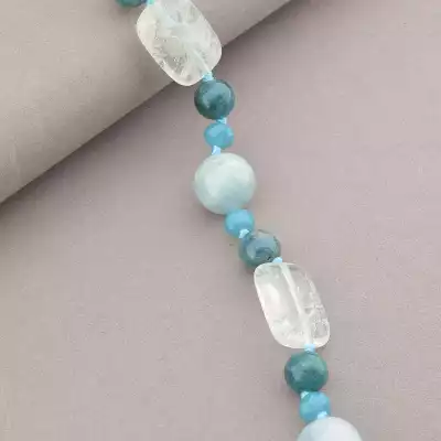 🏷️️ Намисто Апатит, Гірський кришталь, Аквамарин 52 см. (срібло 925 проба) F-94447