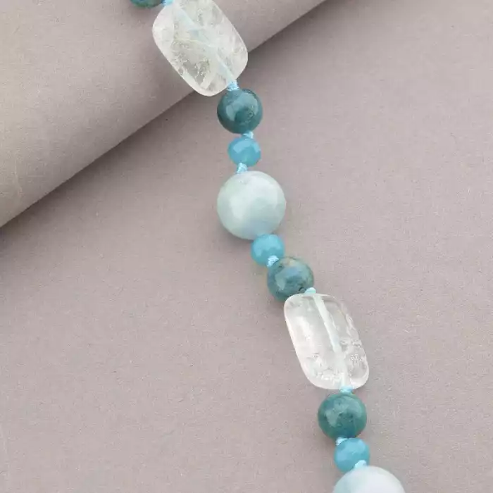 🏷️️ Намисто Апатит, Гірський кришталь, Аквамарин 52 см. (срібло 925 проба) ss_94447