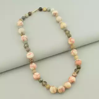 Намисто Яшма, Чеський кришталь 48 см.