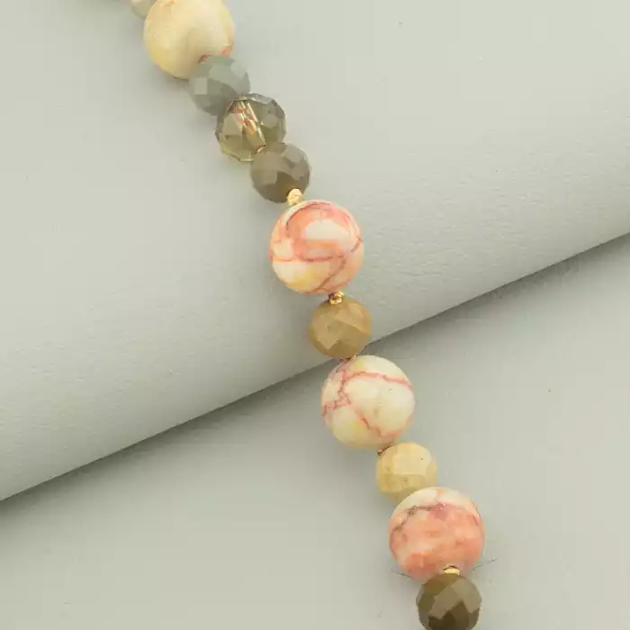 🏷️️ Намисто Яшма, Чеський кришталь 48 см. ss_94547