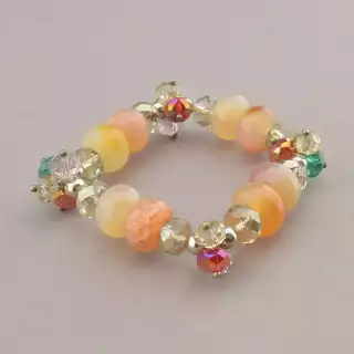 Браслет резинка Агат, Чеський кришталь 18 см.