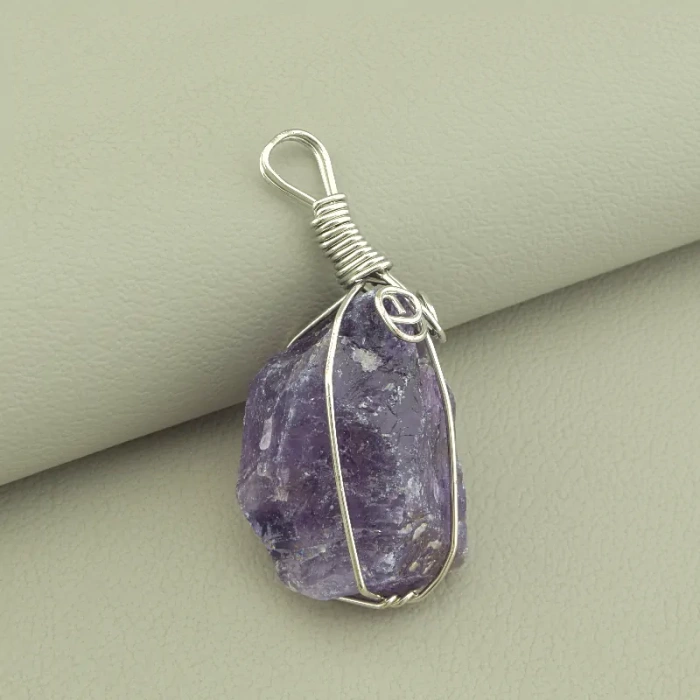 🏷️️ Кулон Аметист у дроті 40х20мм. ss_102966