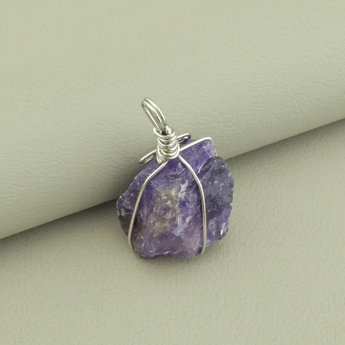 🏷️️ Кулон Аметист у дроті 40х20мм. ss_102966