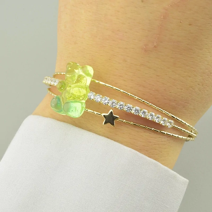 🏷️️ Браслет без застібки Saiya Фіаніт 17 см. (позолота 18к лимонна) ss_95677