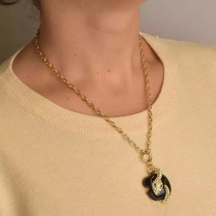 🏷️️ Підвіска змія Abella Сrystal 45 см (позолота 18к лимонна) ss_96381