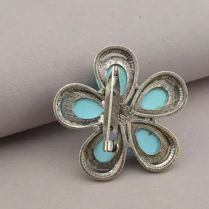 🏷️️ Брошка шпилька квітка Бірюза ss_68521