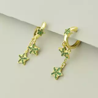 Сережки кільця (конго) Фіаніт (позолота 18к лимонна)