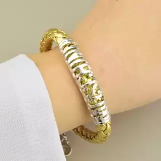 Браслет з карабіном Fashion родій, 19 см