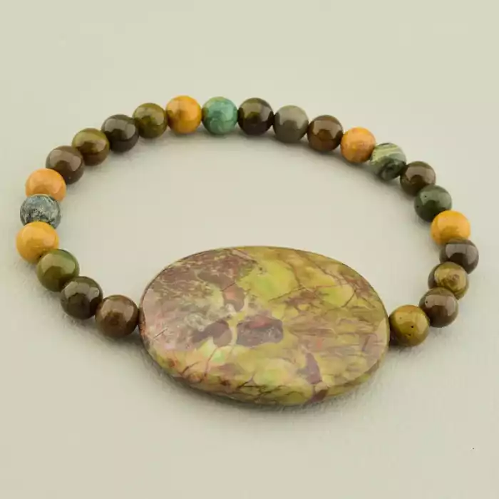 🏷️️ Браслет на резинці Яшма 18 см F-105857