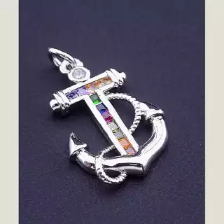 Кулон якір Фіаніт 18х12 (родій)