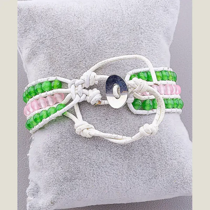 🏷️️ Браслет Chan Luu Хризопраз 25 см шкіра ss_14045