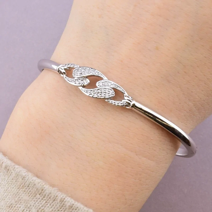 🏷️️ Браслет шарнірний Xuping Фіаніт 18 см (родій) ss_64335