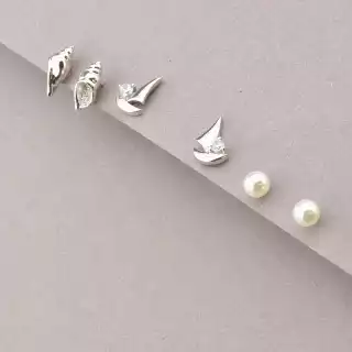 Сережки пусети 3 пари Saiya Майорка (родій)