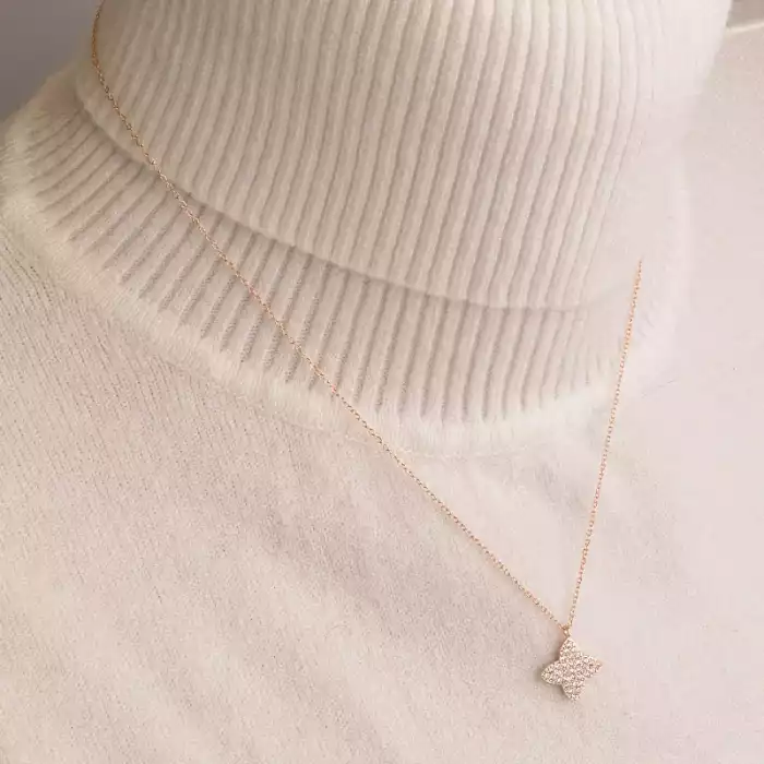 🏷️️ Підвіска чотирилисник Saiya Фіаніт 40 см (позолота 18к рожева) ss_93160