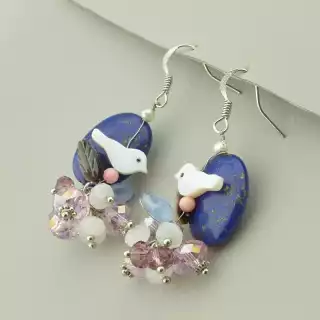 Сережки петельки Hand Made Лазурит