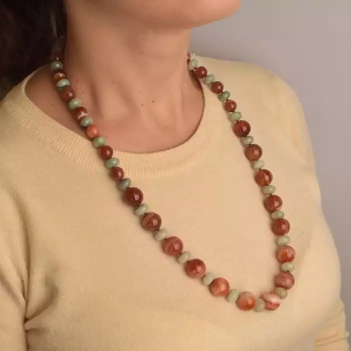 🏷️️ Намисто Сердолік срібло (925 проба) 64 см. ss_94448