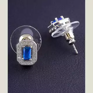 Сережки пусети Big Dipper Фіаніт (родій)