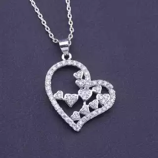 Підвіска серце Big Dipper Фіаніт 40 см (родій)