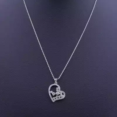 🏷️️ Підвіска серце Big Dipper Фіаніт 40 см (родій) F-54901