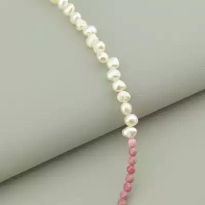 🏷️️ Підвіска Родоніт, Перли 38 см. срібло (925 проба) F-95151